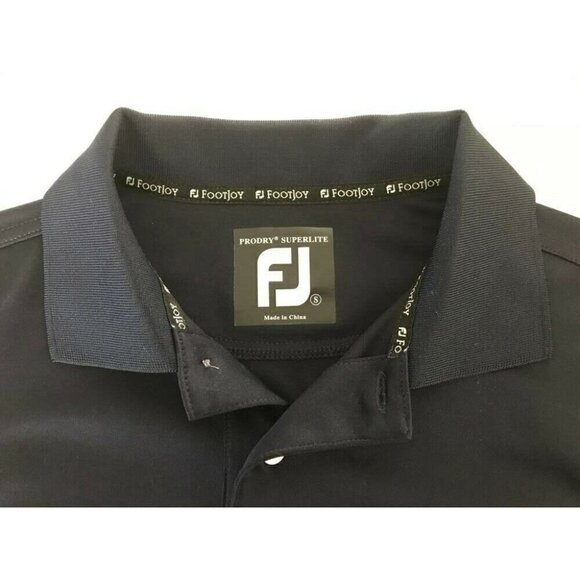 FOOTJOY Prodry Superlite Golf Polo Shirt Mens Small Navy Blue White Piping EUC - Picture 3 of 7